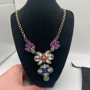 LOGO Links by Lori Goldstein Elegant Purple Gold Floral Statement Necklace